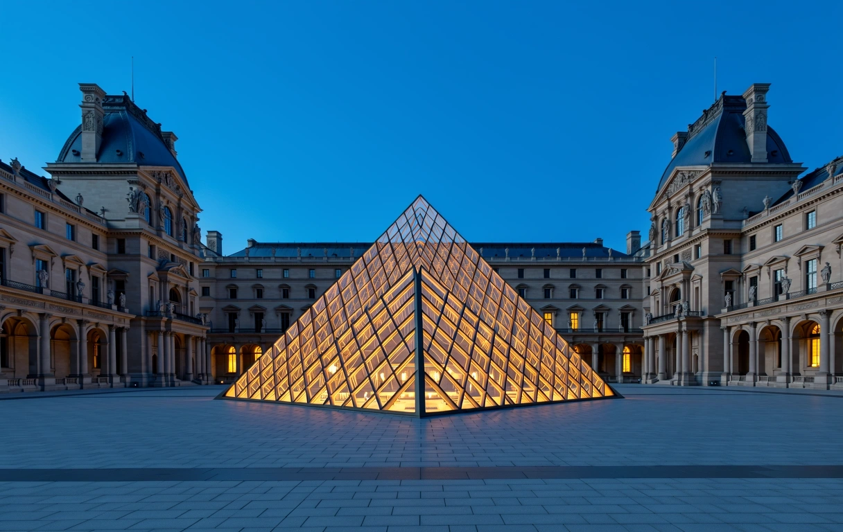 Der Louvre Palast bei Abenddämmerung